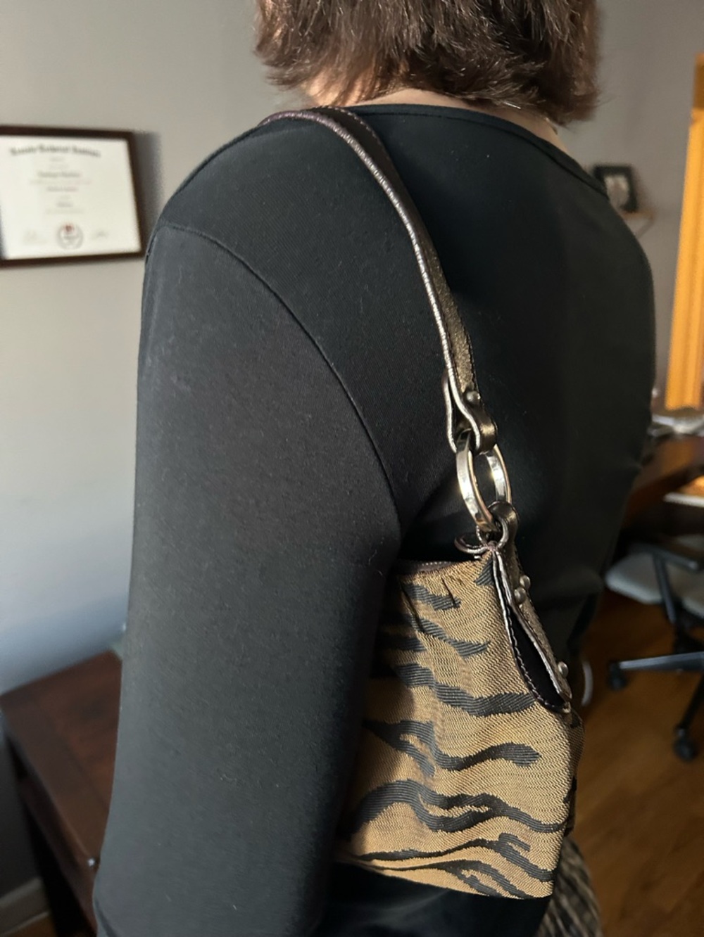 Fendi Brown and Black Hobo Bag Chef Style mini zebra print - Picture 13 of 16